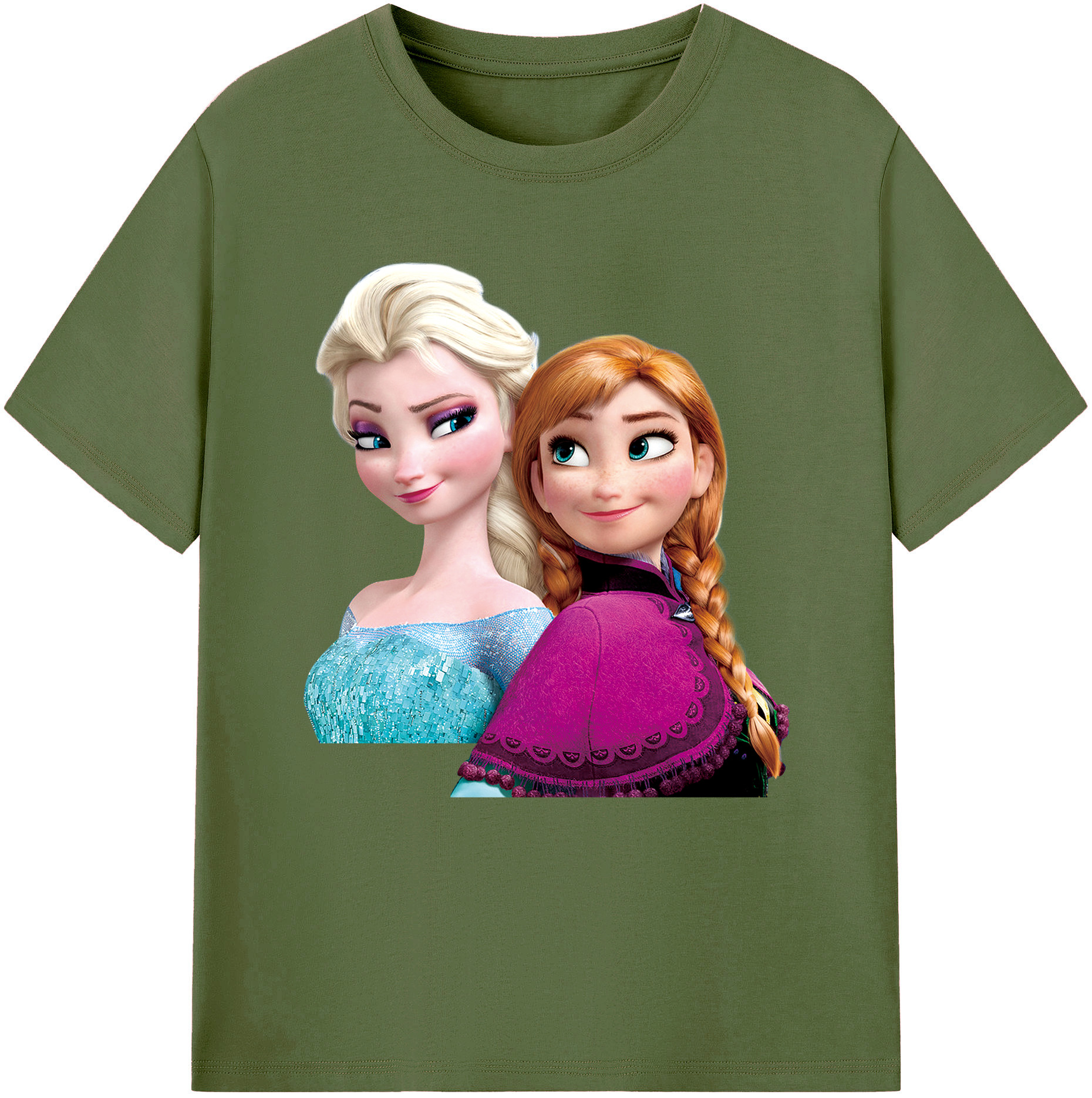 （画像用） アナと雪の女王 アンナ エルサ Frozen Anna Elsa 綿100％半袖Tシャツ（フロントプリント）